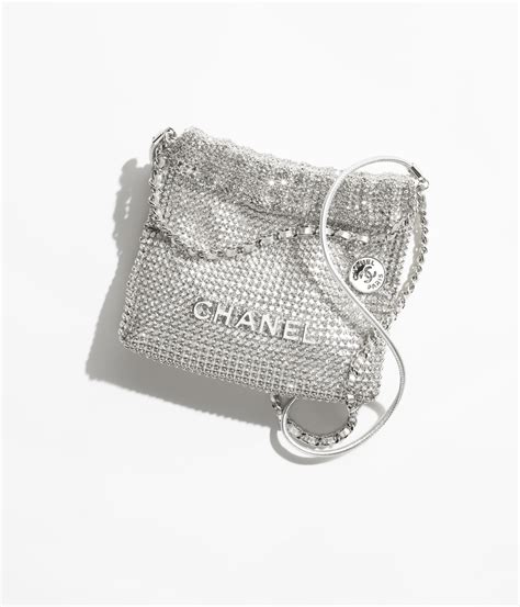 chanel metal & diamantés silver & crystal|chanel gunmetal handbag.